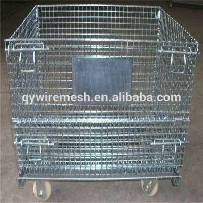 Galvanized wire mesh storage box metal basket small wire mesh hanging basket with handle